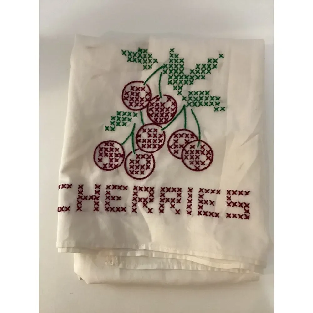 5 Hand Stitched Fruit Themed Dish Towels